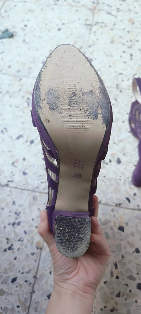 Mor Süet Platform Topuklu Kadın Akşam Ayakkabısı - Görsel 4