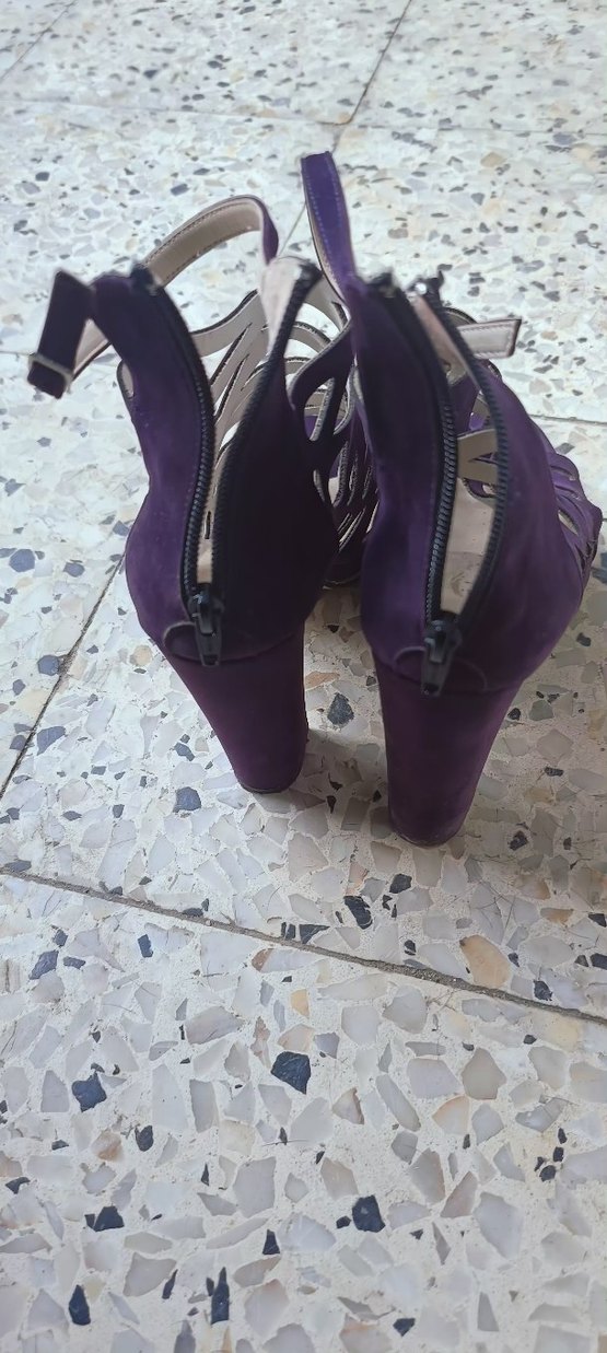 Mor Süet Platform Topuklu Kadın Akşam Ayakkabısı - Görsel 3