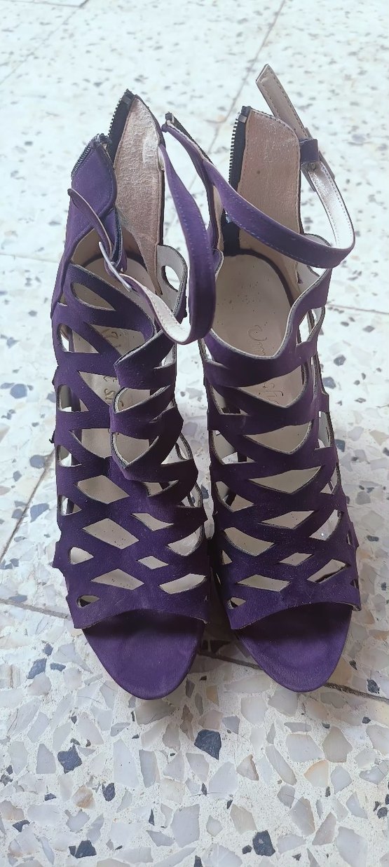 Mor Süet Platform Topuklu Kadın Akşam Ayakkabısı - Görsel 5
