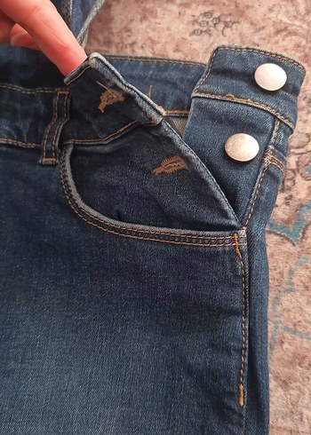 Düğmeli Mavi Kadın Denim salopet - Görsel 3