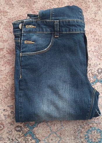 Düğmeli Mavi Kadın Denim salopet - Görsel 2