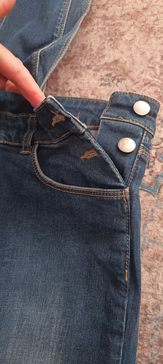 Düğmeli Mavi Kadın Denim salopet - Görsel 3