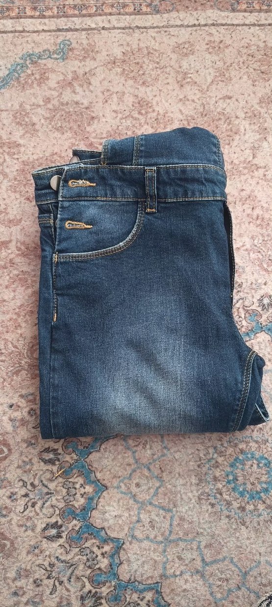 Düğmeli Mavi Kadın Denim salopet - Görsel 2