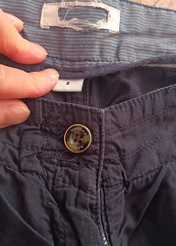 Kadın Lacivert Pamuklu Kemerli Şort - Görsel 2