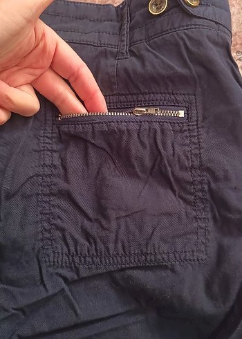 Kadın Lacivert Pamuklu Kemerli Şort - Görsel 6