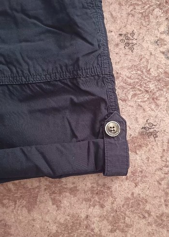 Kadın Lacivert Pamuklu Kemerli Şort - Görsel 4