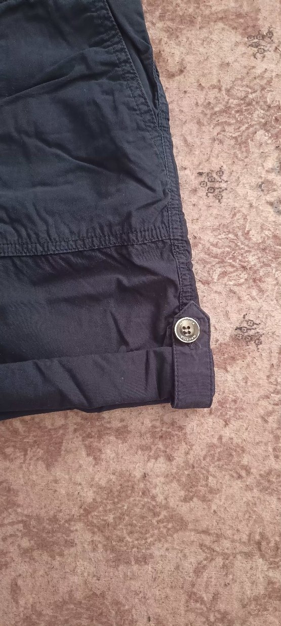 Kadın Lacivert Pamuklu Kemerli Şort - Görsel 4