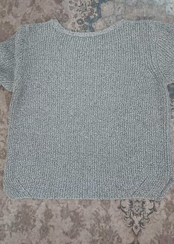 Gri Oversize Örgü Kadın Kazak - Görsel 3