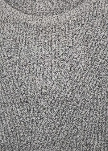 Gri Oversize Örgü Kadın Kazak - Görsel 5