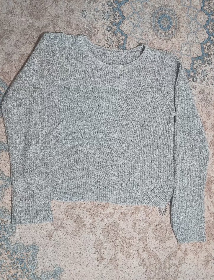 Gri Oversize Örgü Kadın Kazak - Görsel 2