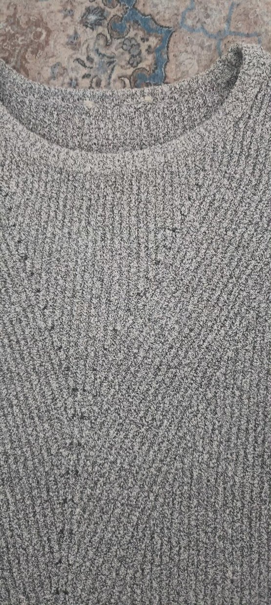 Gri Oversize Örgü Kadın Kazak - Görsel 5