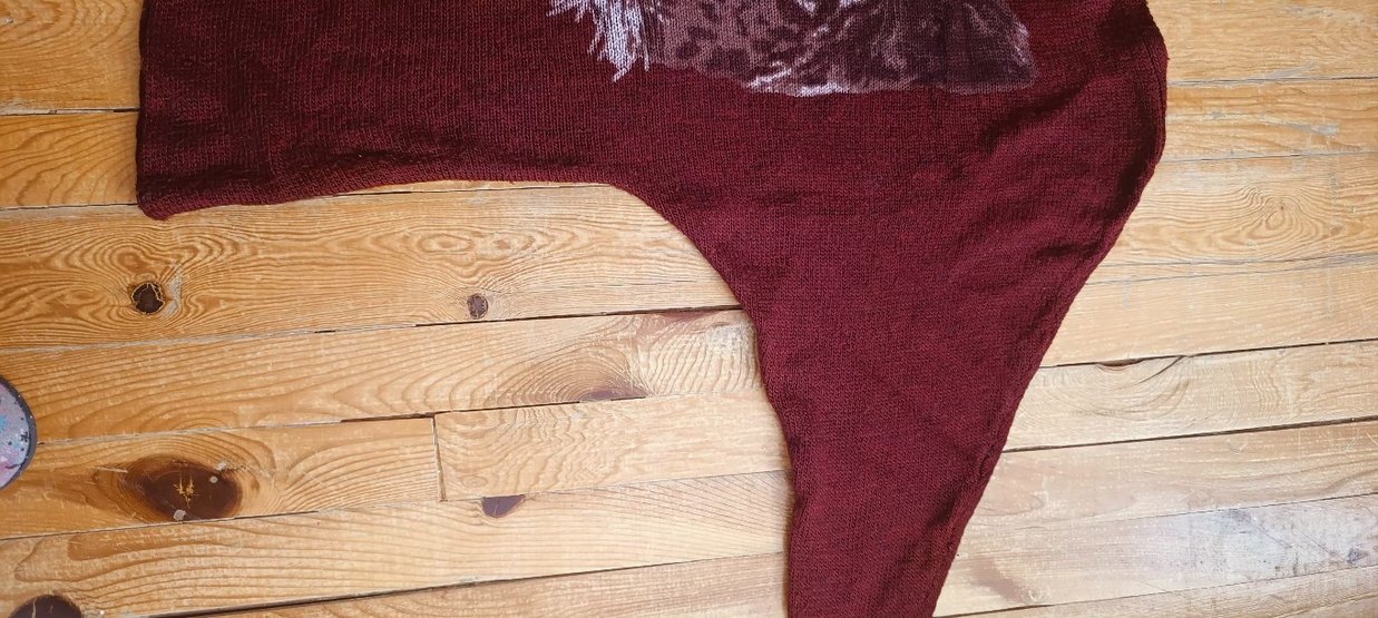 Bordo Leopar Desenli triko yarasa kol - Görsel 4