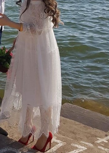 Uzun Beyaz Deniz Kızı Gelinlik - Görsel 2