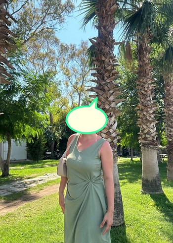 V Yaka Drapeli Midi Kadın Elbise