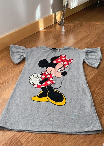 Kız Çocuk Gri Minnie Mouse Baskılı elbise - Görsel 2