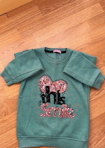 Yeşil Renkli Kız Sweatshirt Payetli - Görsel 2