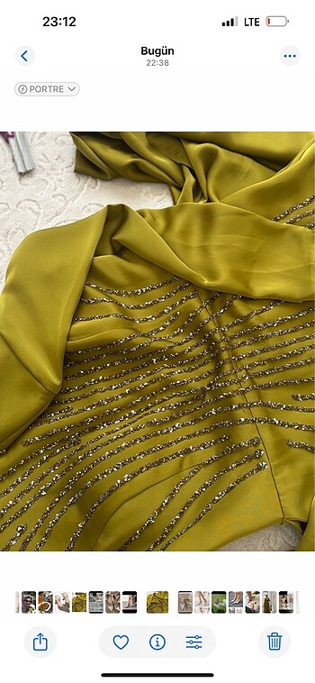 Yağ yeşili taşlı abiye - Görsel 4