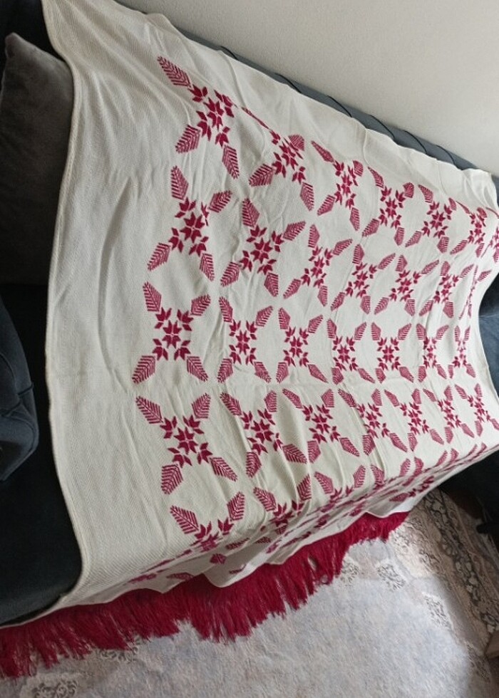 Etamin örtü el işlemesi  - Görsel 3