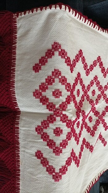 Etamin el işlemesi buzdalabi örtüsü  - Görsel 3