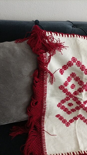 Etamin el işlemesi buzdalabi örtüsü  - Görsel 6