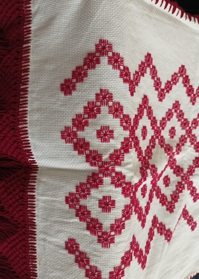 Etamin el işlemesi buzdalabi örtüsü  - Görsel 3