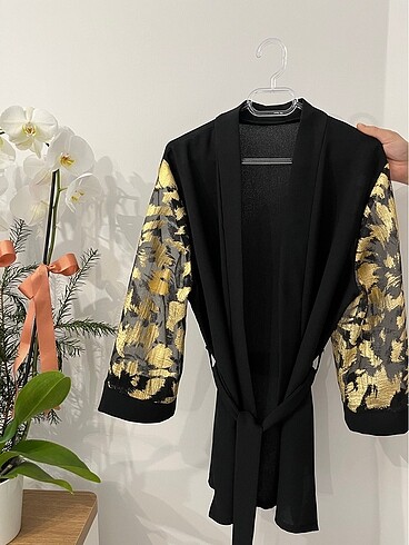 Organze brokar desen kimono ceket