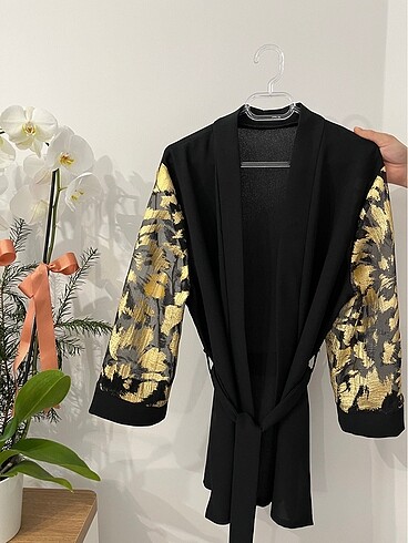 Zara Organze brokar desen kimono ceket