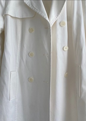 Beyaz Midi Kadın Trençkot - Görsel 2