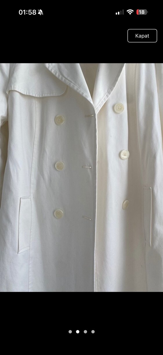 Beyaz Midi Kadın Trençkot - Görsel 2