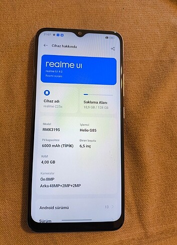 Beden Renk Realme c25s tr cihazı 128gb