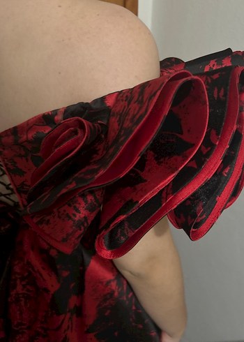 Bordo Straplez Uzun abiye elbise - Görsel 7