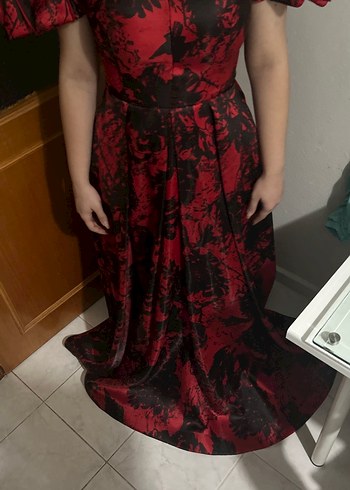 Bordo Straplez Uzun abiye elbise - Görsel 9