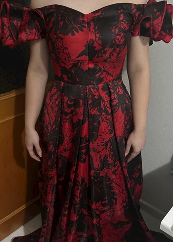 Bordo Straplez Uzun abiye elbise - Görsel 8