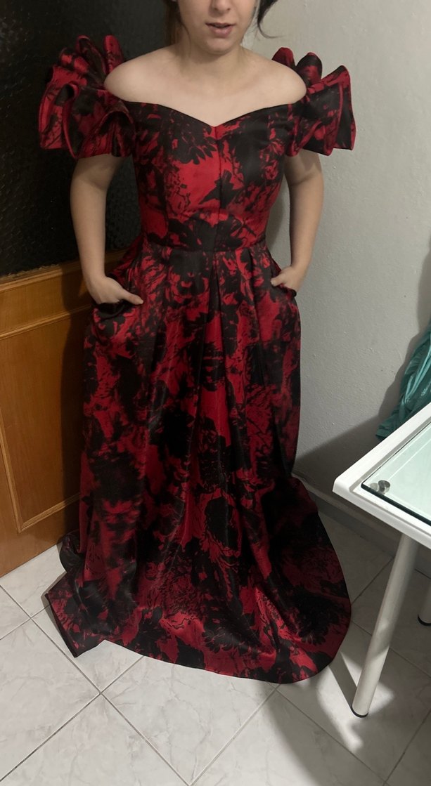 Bordo Straplez Uzun abiye elbise - Görsel 2