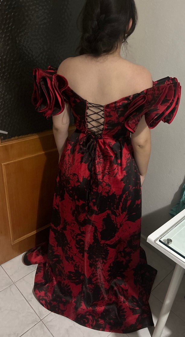 Bordo Straplez Uzun abiye elbise - Görsel 4