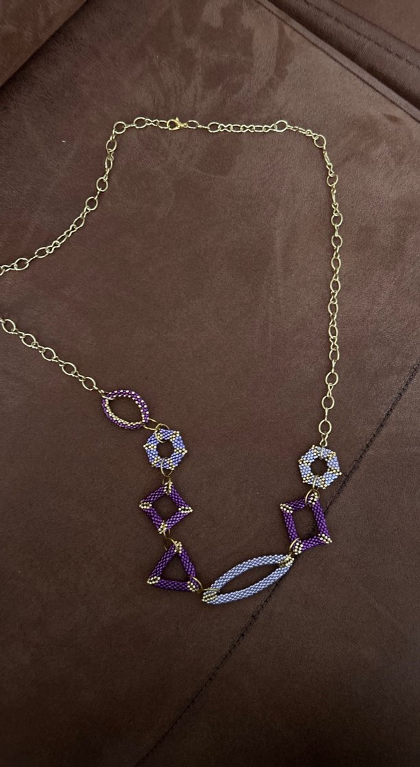 Bohem Uzun Zincirli Yılan Desenli Mor Kolye - Görsel 3
