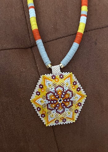 Uzun Çok Renkli Boncuklu Bohem Kolye - Görsel 2