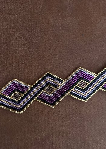 Mor Yılan Desenli Boncuklu Bohem Bileklik - Görsel 5