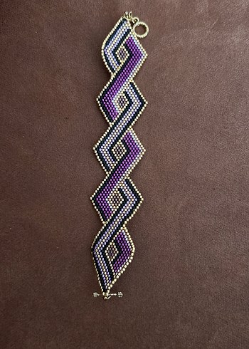 Mor Yılan Desenli Boncuklu Bohem Bileklik - Görsel 3