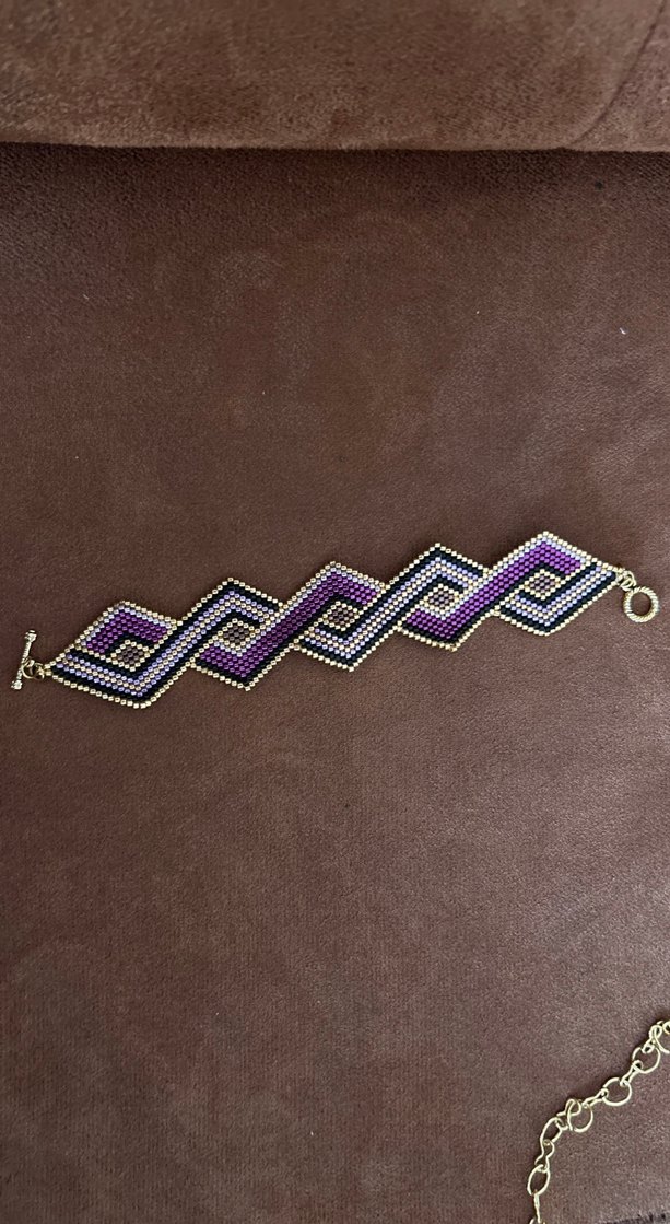 Mor Yılan Desenli Boncuklu Bohem Bileklik - Görsel 4