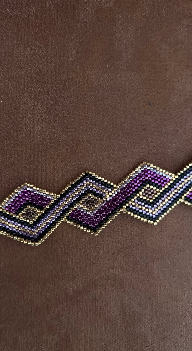 Mor Yılan Desenli Boncuklu Bohem Bileklik - Görsel 5