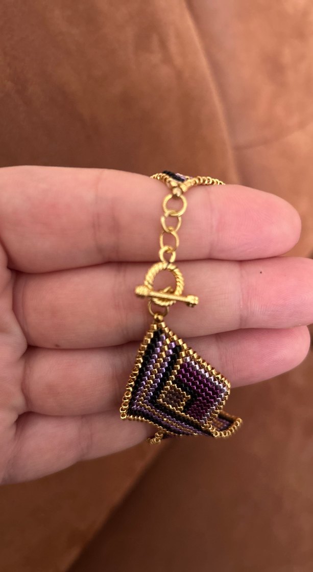 Mor Yılan Desenli Boncuklu Bohem Bileklik - Görsel 2