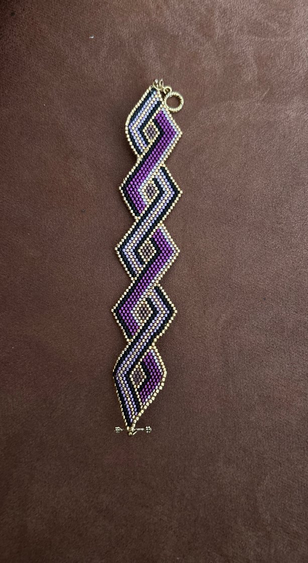 Mor Yılan Desenli Boncuklu Bohem Bileklik - Görsel 3