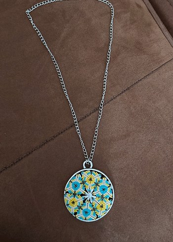 Renkli İşlemeli Uzun Bohem Kolye - Görsel 3