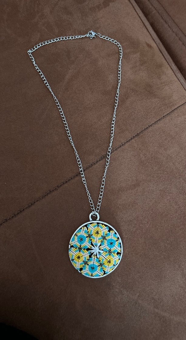 Renkli İşlemeli Uzun Bohem Kolye - Görsel 3