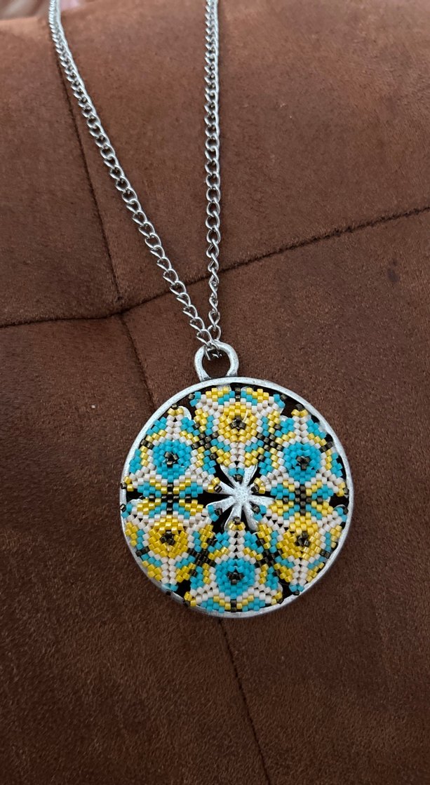 Renkli İşlemeli Uzun Bohem Kolye - Görsel 2