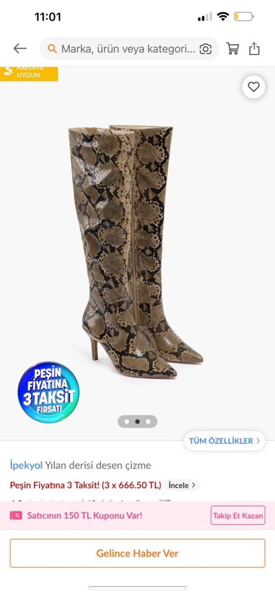 Kahverengi Yılan Desenli Deri Dizüstü Çizme - Görsel 4