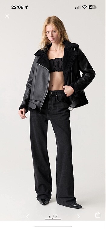 m Beden siyah Renk Pull&bear astar detaylı suni deri ceket