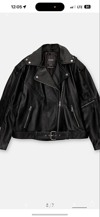 l Beden siyah Renk Pull&bear 0 orijinal deri ceket