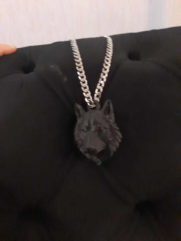 Siyah  Kurt Başlı Gotik Erkek Kolye - Görsel 4